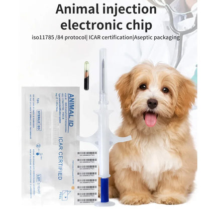 100-Pack EM4305 134.2KHz FDX-B Animal Microchip – International Standard Pet ID Chip with Syringe for Dogs