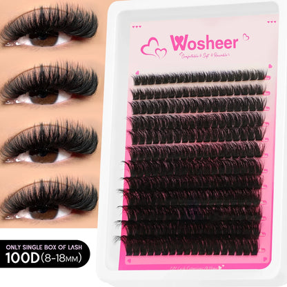 WOSHEER Lash Clusters Kit – Spiky Volume Individual Eyelash Extensions DIY Manga-Style Faux Mink Cluster Lashes