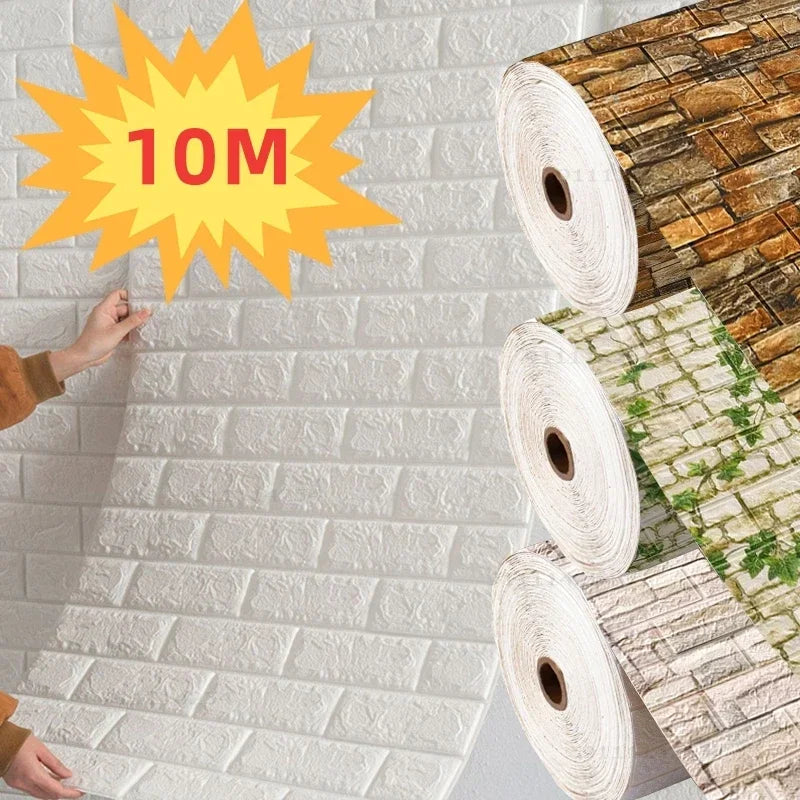 3D Self-Adhesive Foam Brick Wallpaper – Antique Waterproof Wall Stickers for Living Room & Bedroom Decoration