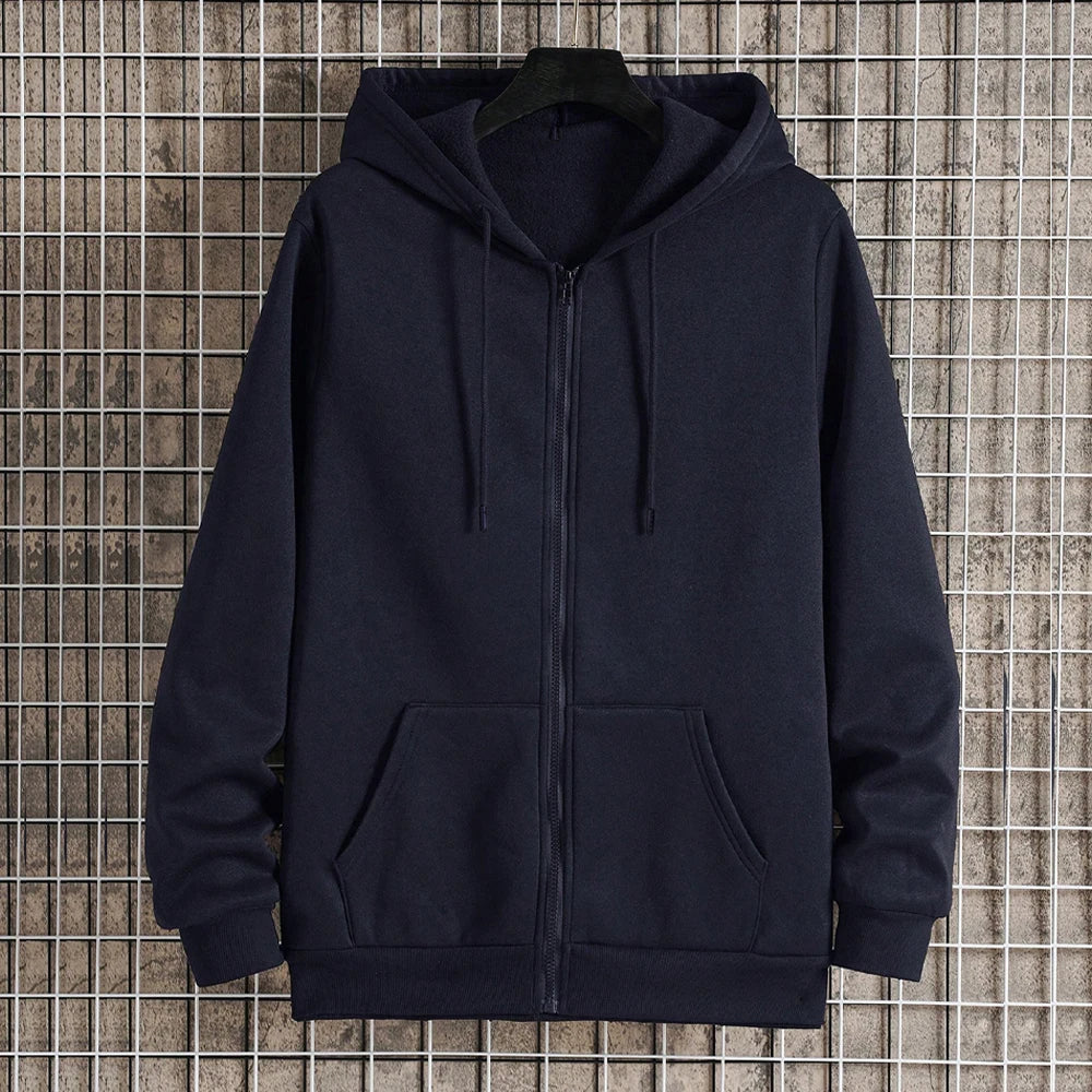 Men's Autumn Zipper Hoodie Jacket – Long Sleeve Loose Fit Casual Streetwear Coat