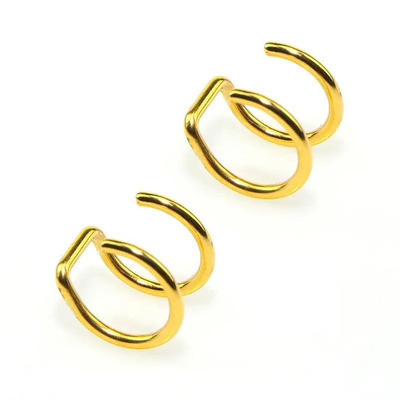 316L Stainless Steel Clip-On Ear Cuffs & Fake Lip Rings – Non Piercing Jewelry for Men & Women