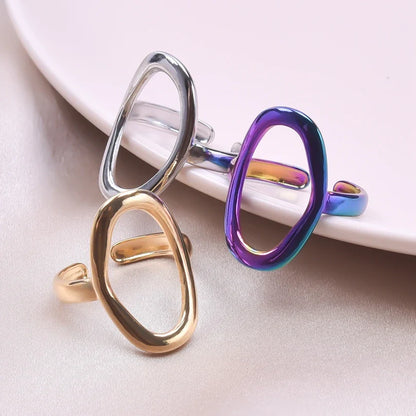 Stainless Steel Chunky Open Ring — Textured Vintage Lava Design for Men & Women