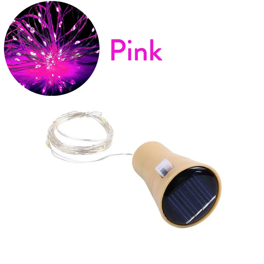 Solar Wine Bottle Lights – 10LED/15LED/20LED Cork Shape Fairy Lights, Copper Wire Garland for Christmas & Home Room Decoration