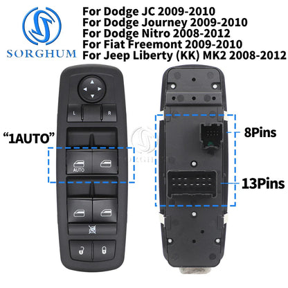SORGHUM Master Power Window Control Switch – Compatible with Dodge Journey, Nitro, Chrysler & Jeep Liberty (Part 4602544AG / 04602632AG / 68298088AA)