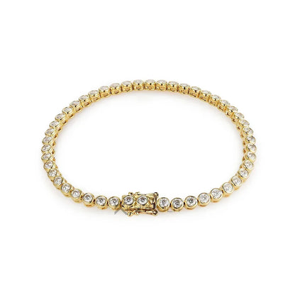 Kuololit Bezel Set Moissanite Tennis Bracelet – Solid 14K/10K/925 Silver, Round D VVS1 for Women, Engagement & Christmas Jewelry