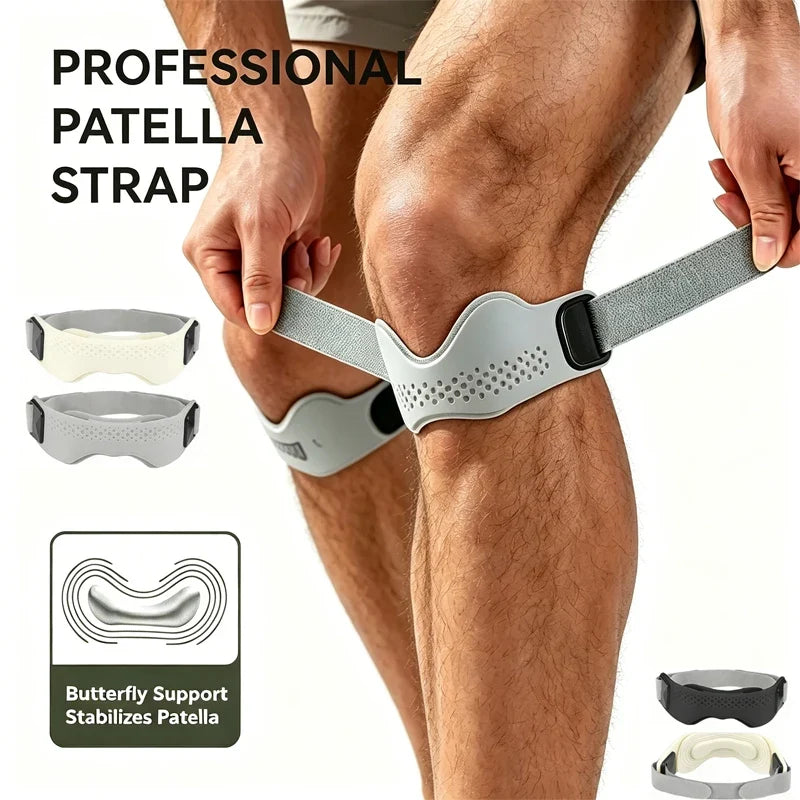 Patellar Tendon Support Strap - Adjustable Silicone Knee Support for Running, Tennis & Sports