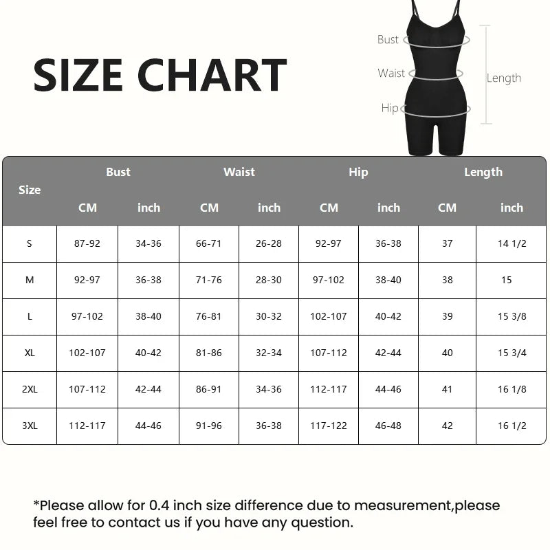 Women’s Bodysuit Shapewear Tank Top — Tummy Control Full Body Shaper with Anti-Chafing Shorts, Waist Trainer & Butt Lifter