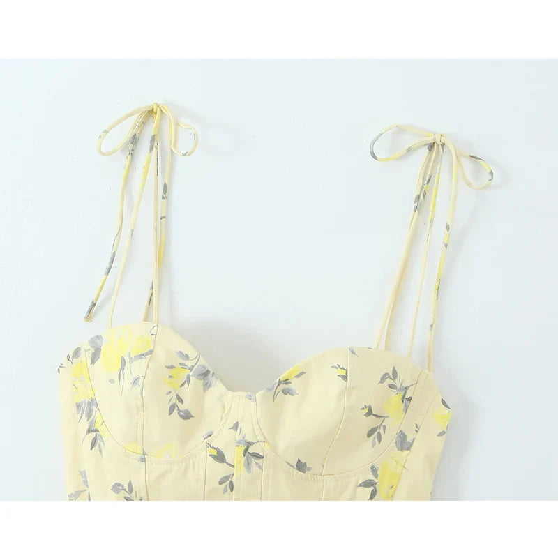 Women’s Chic Corset Backless Cami Top – Floral Print Sexy Summer Party Crop Top, Elegant 2026 Fashion Nightwear