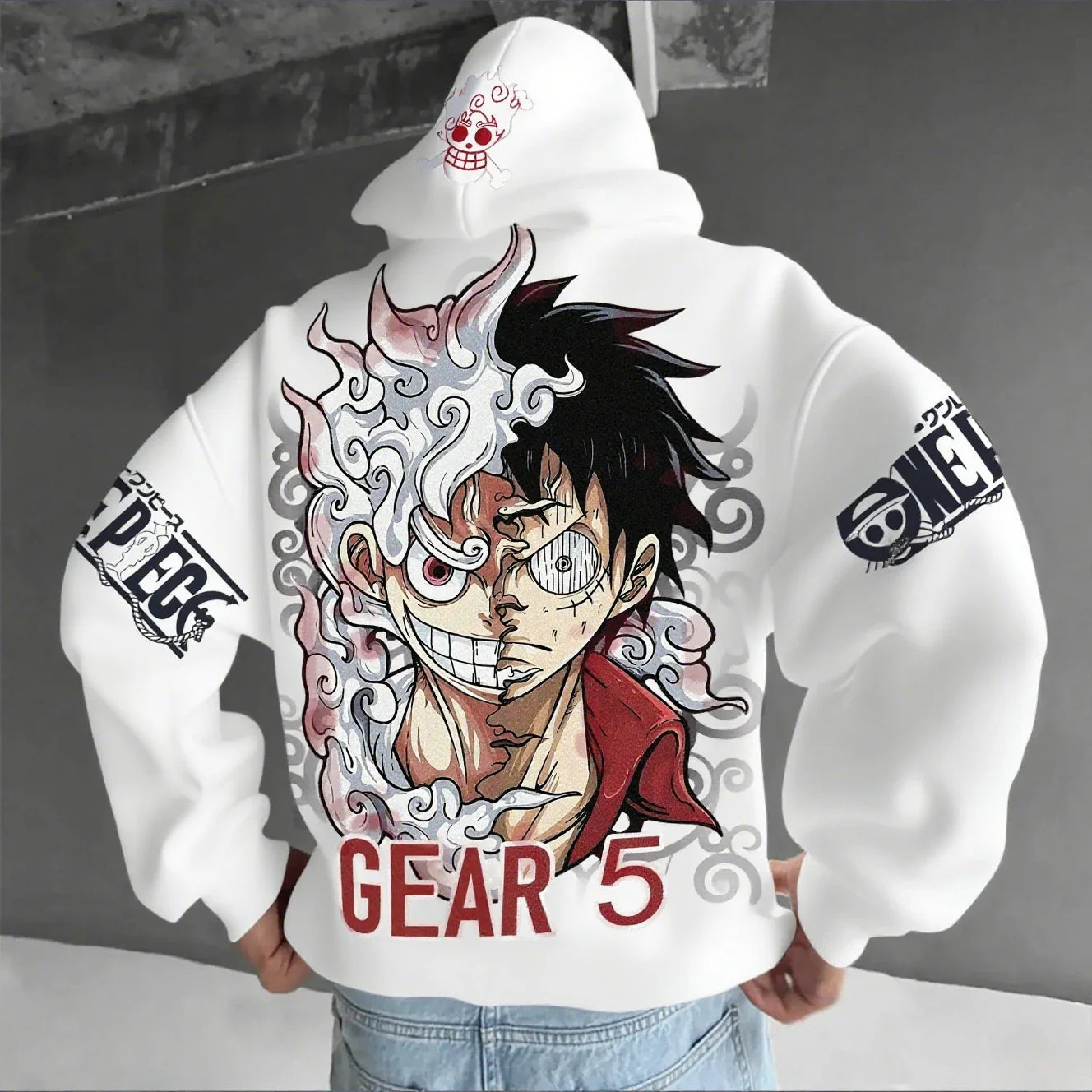 One Piece Luffy Gear 5 Nika Hoodie – Anime Streetwear Pullover Sweatshirt for Men & Women