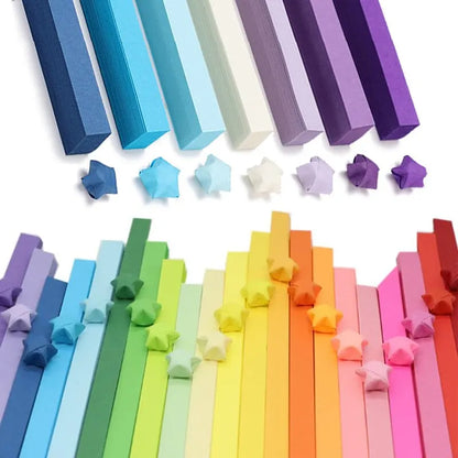 540 Sheets Origami Stars Paper Strips - 27 Colors Double-Sided Folding Paper - DIY Lucky Star Hand Arts for Gifts