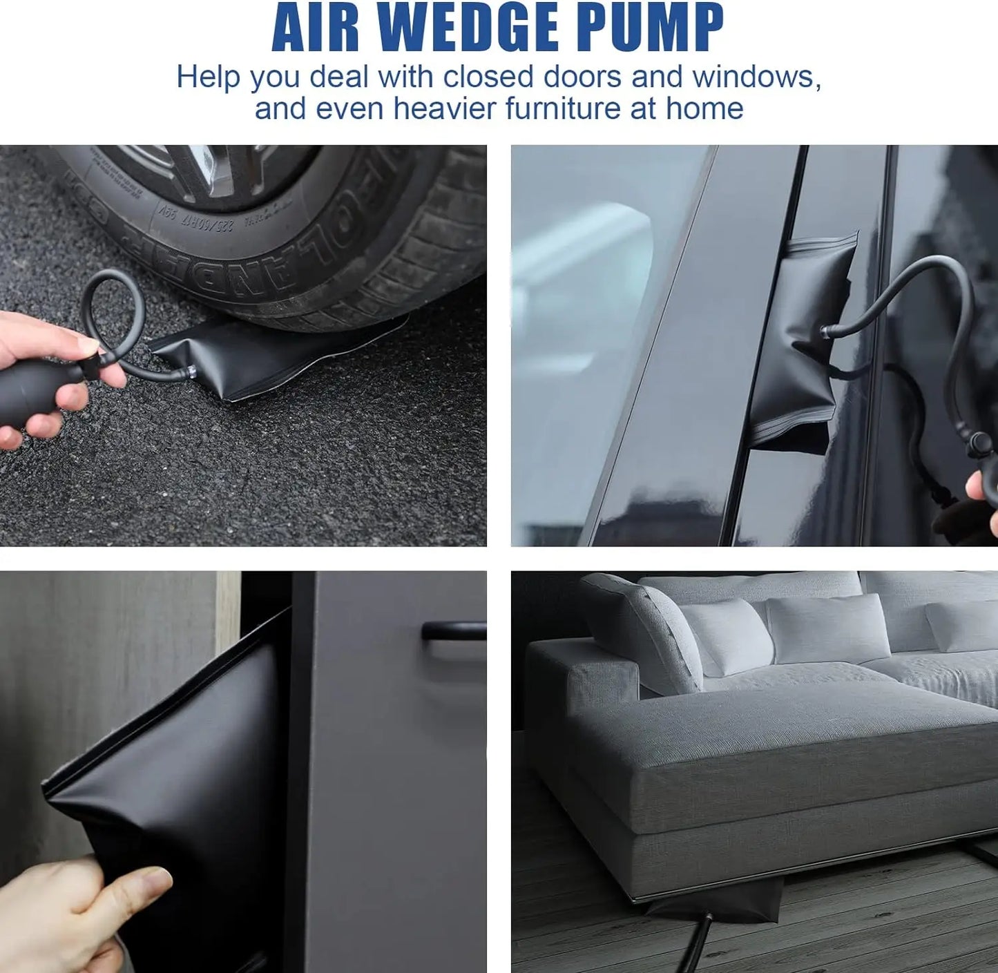 EAFC 21/18PCS Car Door Tool Kit - Inflatable Air Pump, Auto Window Door Opener, Fixing Gripper Tools, Long Reach Kit with Carrying Bag