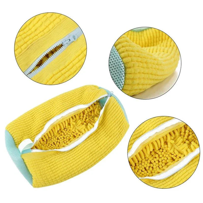 Easy-Clean Cotton Shoe Laundry Bag - Fluffy Fiber Washing Net for Dirt Removal and Anti-Deformation Shoe Organizer
