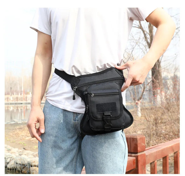 Camouflage Motorcycle Drop Leg Bag – Waterproof, Multifunctional Waist Bag for Travel, Hiking & Outdoor Riding