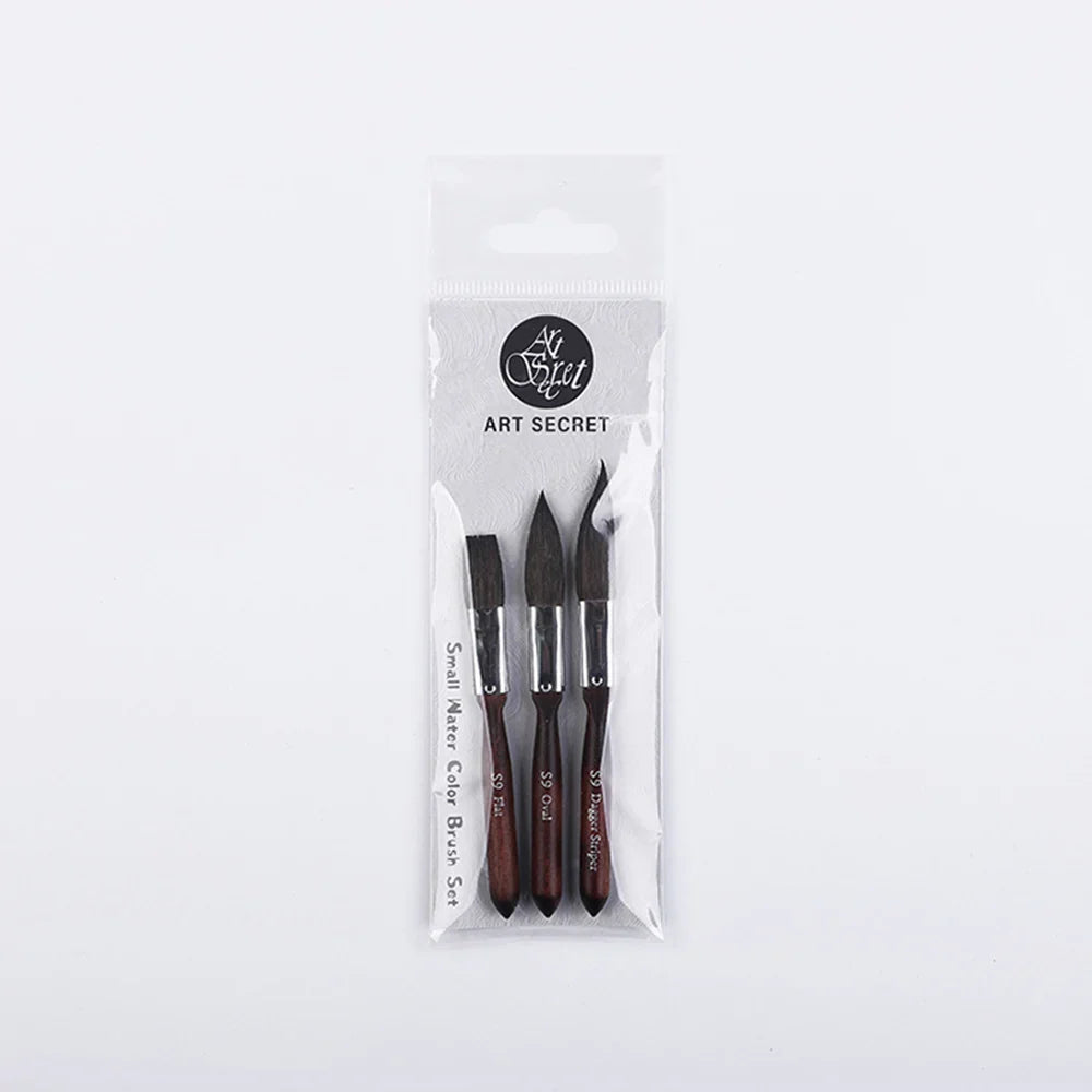 Artsecret Mini Dagger Oval Flat Squirrel Hair Brushes Set – Professional Watercolor Painting Tools