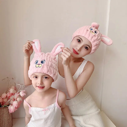 Super Absorption Hair Drying Hat for Women and Children - Quick-Dry Microfiber Towel Cap