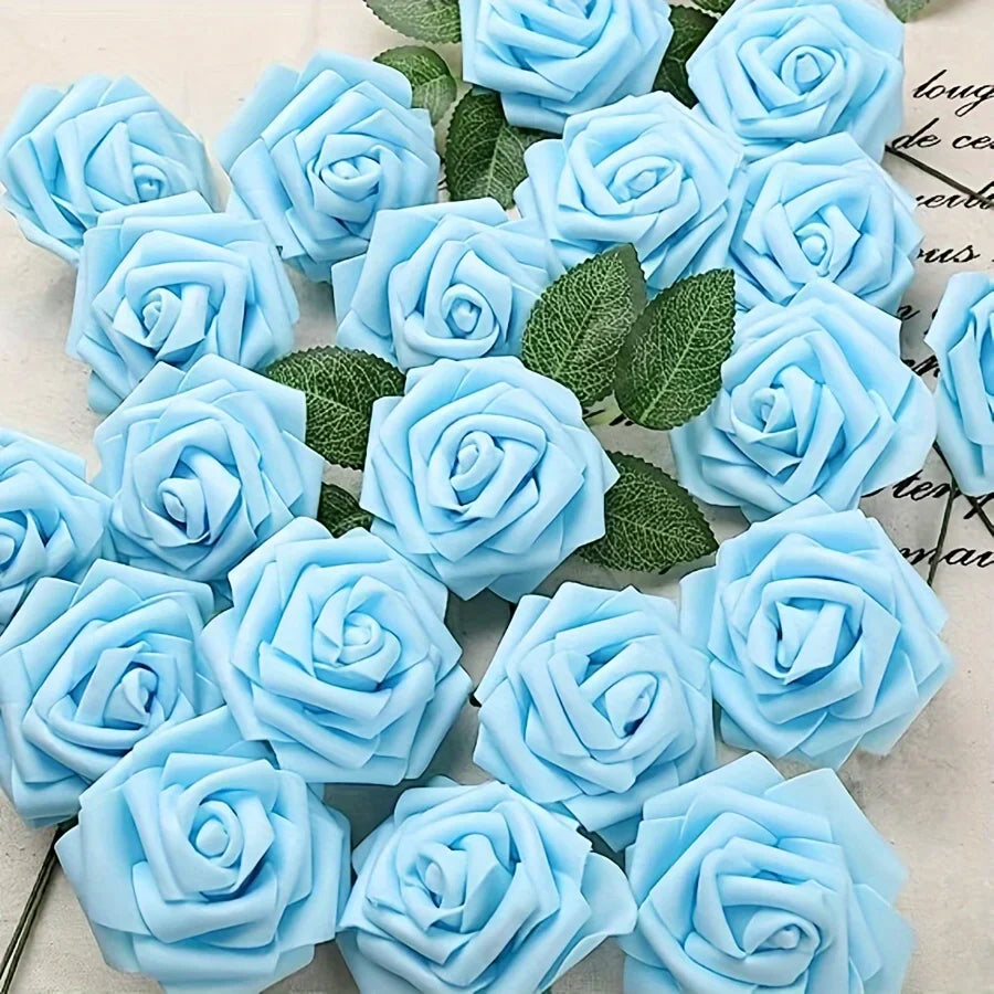 25pcs Artificial Roses with Stems – Fake Flowers for DIY Wedding Bouquets, Centerpieces & Home Party Decorations