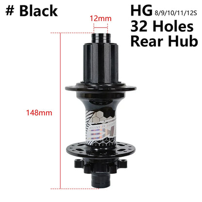 BOOST MTB Bicycle Hub - 148x12mm Aluminium Bike Hub 6 Pawls 120 Click HG XD Micro Spline 32H 8-12 Speed