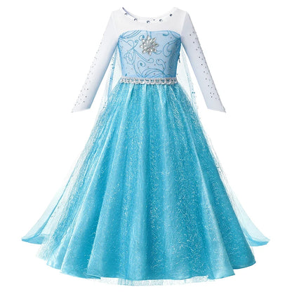 2026 Girls Princess Costume Dress - Elsa, Anna, Snow White, Aurora, Moana, Rapunzel, Mermaid & Belle Carnival Cosplay Party Outfit