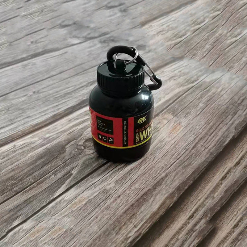 100ML Mini Portable Protein Container - Outdoor Sport Powder Bottle with Whey Keychain, Health Funnel & Medicine Box