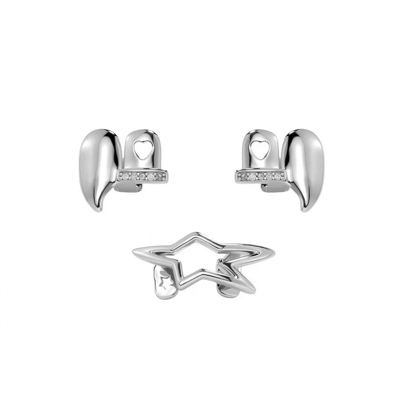 Y2K Cyber Punk Tooth Caps - Glossy Geometric Star Pentagram Grillz Jewelry for Men & Women