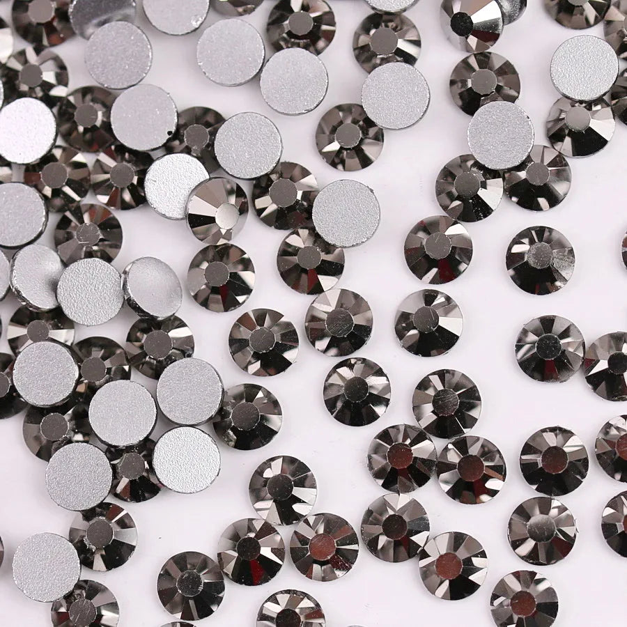 Glass Crystal Flatback Rhinestones SS6–SS30 Set – 7 Sizes Non-Hotfix Round Nail Art Beads for DIY Crafts & Decoration