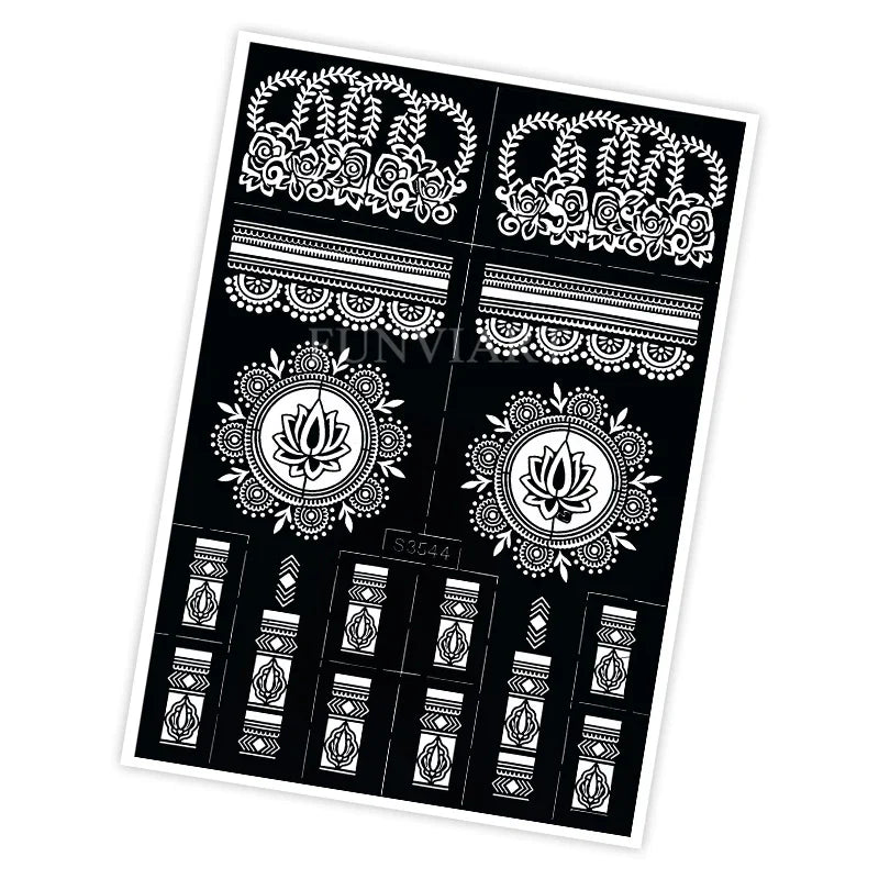 Reusable Henna Stencil Templates for Hand & Body – Floral Tattoo Stencils for Women, Weddings & Festivals Body Art Makeup Tools