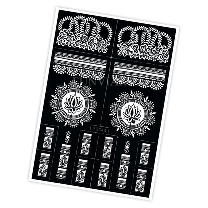 Reusable Henna Stencil Templates for Hand & Body – Floral Tattoo Stencils for Women, Weddings & Festivals Body Art Makeup Tools
