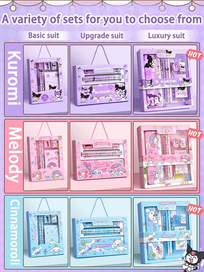 Sanrio Kawaii Stationery Gift Box – 12-Piece School Supplies Set with Kuromi, My Melody & Cinnamoroll for Girls