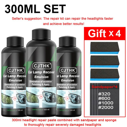 Car Headlight Restoration Kit — Polishing Paste & Liquid for Scratch Removal, Oxidation Cleaning, and Headlamp Repair