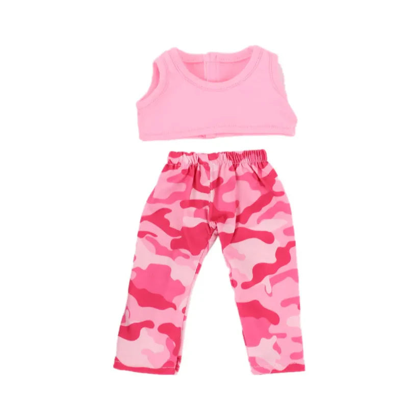 4-Piece Doll Clothes Set – Daily Pretty Dresses, Top & Pants for 43cm Born Baby Dolls & 18-Inch American Dolls, Festival Gift for Girls