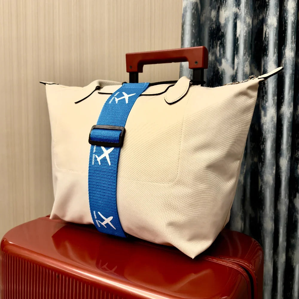 Aircraft Print Luggage Strap - Durable Nylon Suitcase Securing Belt