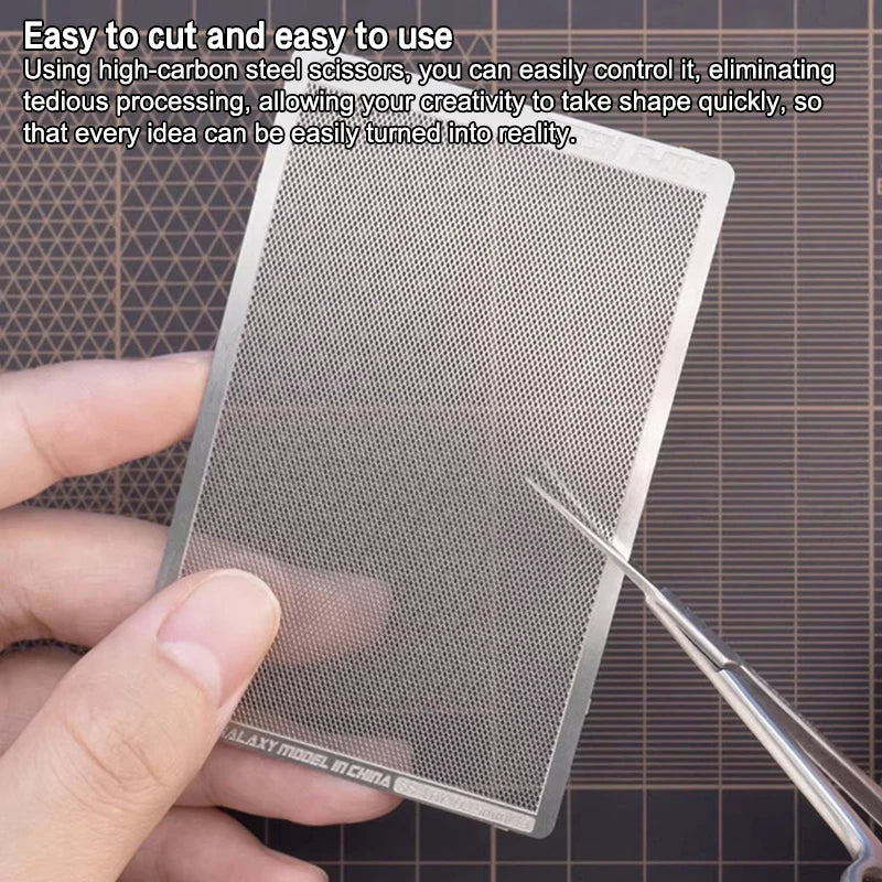 Photo-Etched Radiator Mesh Sheet – Universal Woven Round, Straight & Rhombus Pattern Model Detailing Upgrade Tool for DIY Craft & Scale Models