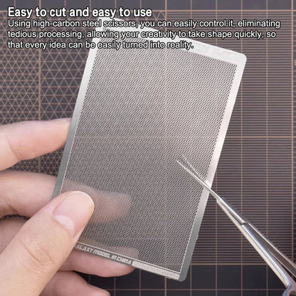 Photo-Etched Radiator Mesh Sheet – Universal Woven Round, Straight & Rhombus Pattern Model Detailing Upgrade Tool for DIY Craft & Scale Models