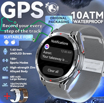 2025 Huawei Original Premium GPS Smartwatch — Ultra HD AMOLED Display, Built-in GPS, Bluetooth Call & 10ATM Waterproof Smart Bracelet