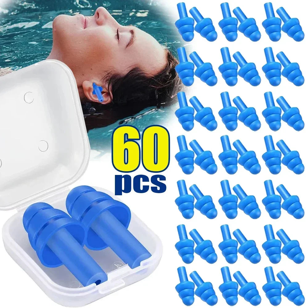 Reusable Waterproof Silicone Earplugs – Noise Reduction for Sleeping, Swimming, Surfing & Snorkeling with Storage Box