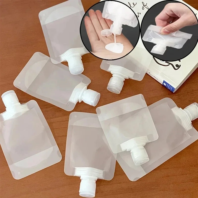 5pcs Travel Refillable Squeeze Bags — Empty Lotion, Shampoo, Conditioner & Cosmetic Storage Pouches for Toiletries