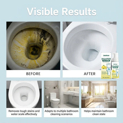 Multi-Purpose Bathroom Cleaner Spray – Active Foam Toilet Deodorizer, Limescale Remover for Tile & Grout with Lemon Fragrance