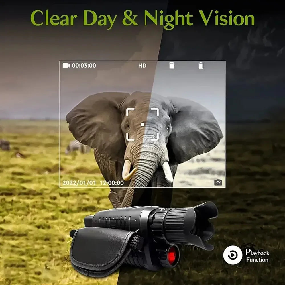 1080P HD Monocular Night Vision Scope – 5X Zoom Infrared Hunting Telescope, 300m Range in Full Darkness