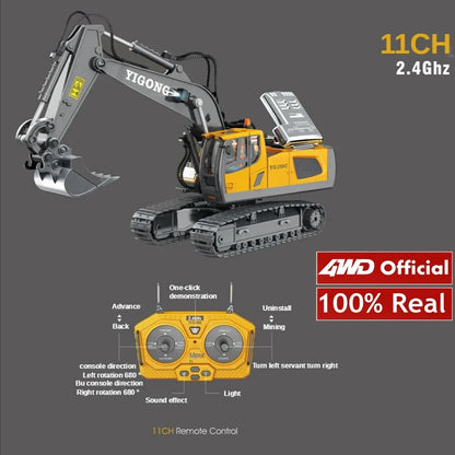 4WD RC Excavator Alloy Dump Truck Bulldozer | Remote Control Construction Vehicle Toy for Kids