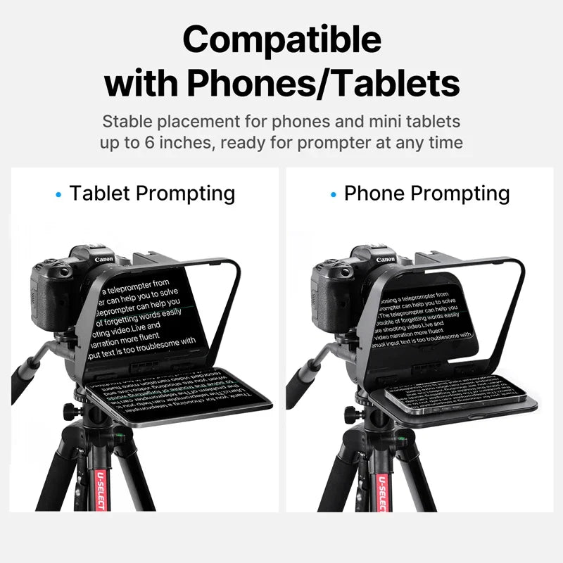Ulanzi RT02 Portable Mini Teleprompter – Collapsible Prompter for Tablets, DSLR, Laptop & Phone Video Recording