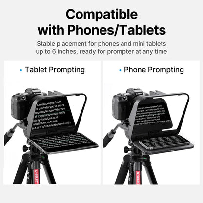 Ulanzi RT02 Portable Mini Teleprompter – Collapsible Prompter for Tablets, DSLR, Laptop & Phone Video Recording
