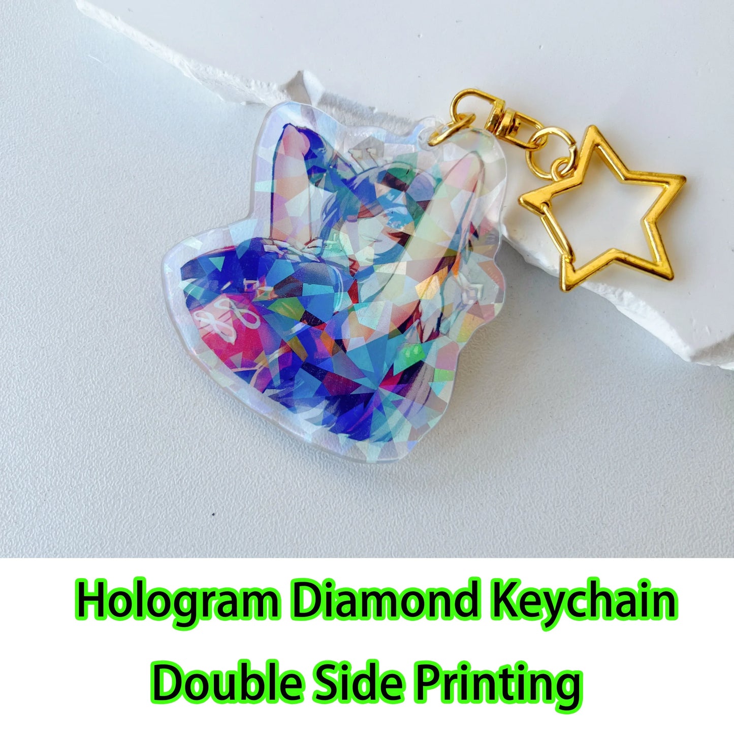 Custom Acrylic Keychain — Personalized Cat & Dog ID Charm, Holographic Photo Pet Souvenir, Birthday Gift with Name