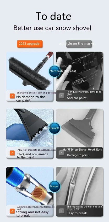 Winter Car Snow Shovel & Ice Scraper – Extendable Detachable Windshield Cleaning Brush Tool