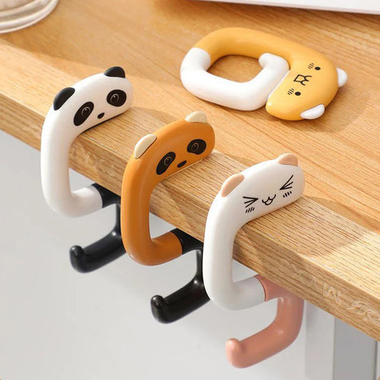 Cute Animal Travel Portable Plastic Bag Hook - Decorative Table Hanger for Handbags and Purses