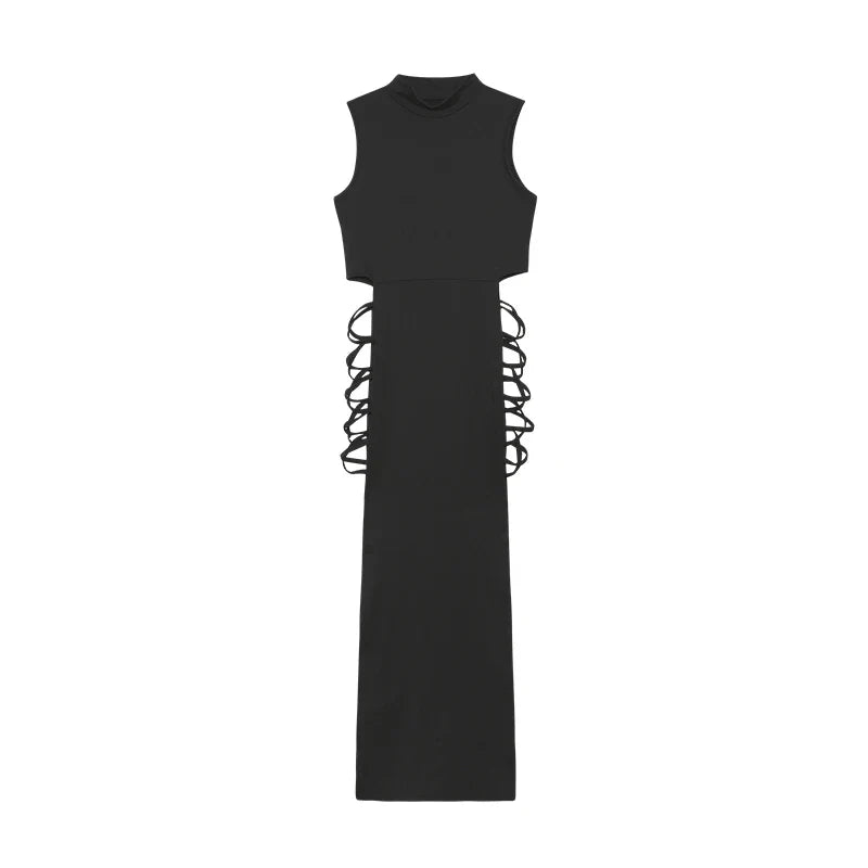 Women’s Criss Cross Cut Out Bodycon Dress – Sexy Sleeveless Mock Neck Slim Fit Party & Club Mini Dress