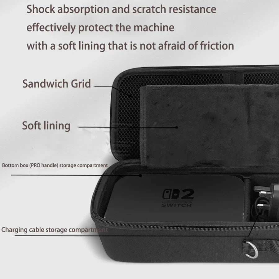 Nintendo Switch 2 Carrying Case with OLED Protective Cover – Large Capacity Hard Shell Storage Bag with Stand