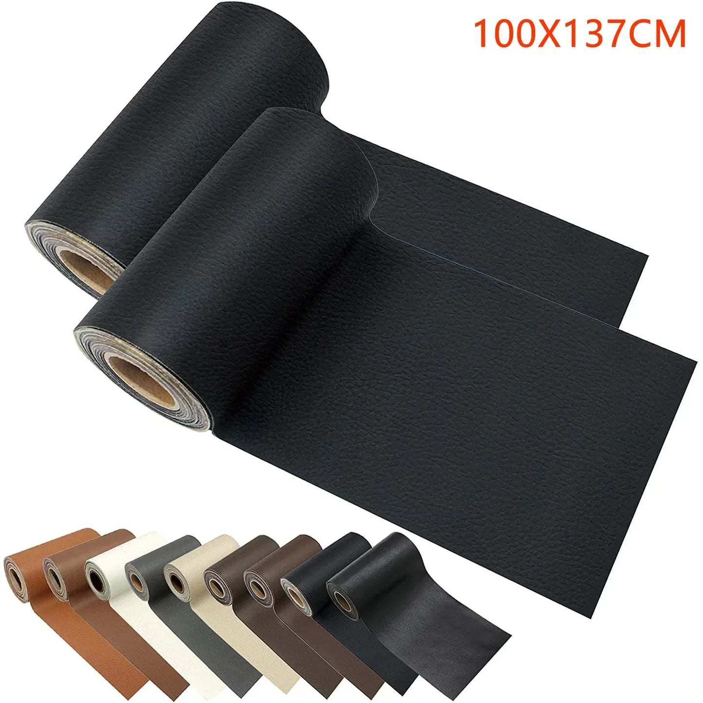 100x137cm Black Self-Adhesive Leather Repair Tape – DIY Sticky Patch for Sofa & Leather Repairs