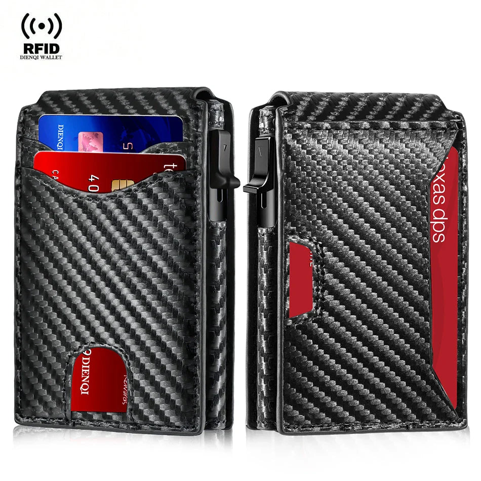Carbon Fiber RFID Men’s Wallet — Slim Anti-Theft Credit Card Holder