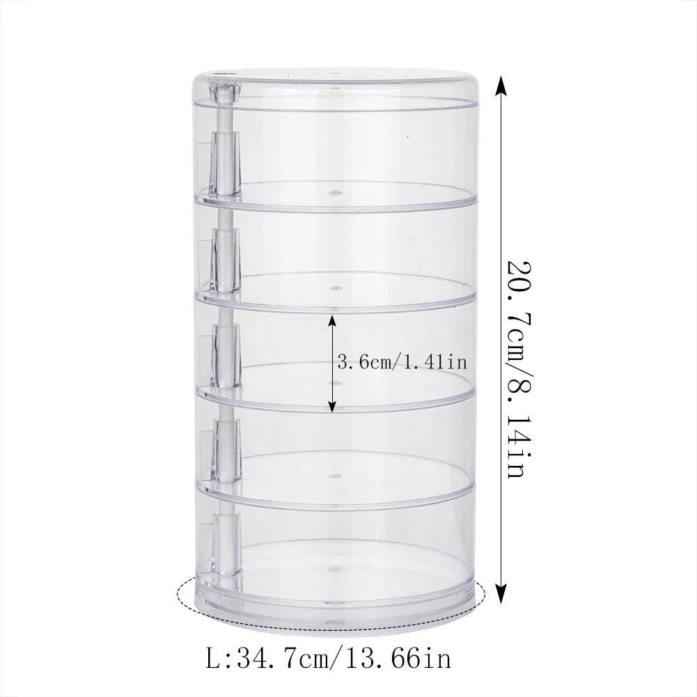 Rotating Jewelry & Makeup Storage Box – Round Plastic Organizer for Bracelets, Earrings with Cover Display Rack