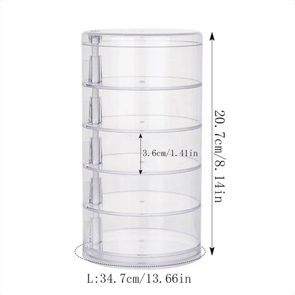 Rotating Jewelry & Makeup Storage Box – Round Plastic Organizer for Bracelets, Earrings with Cover Display Rack